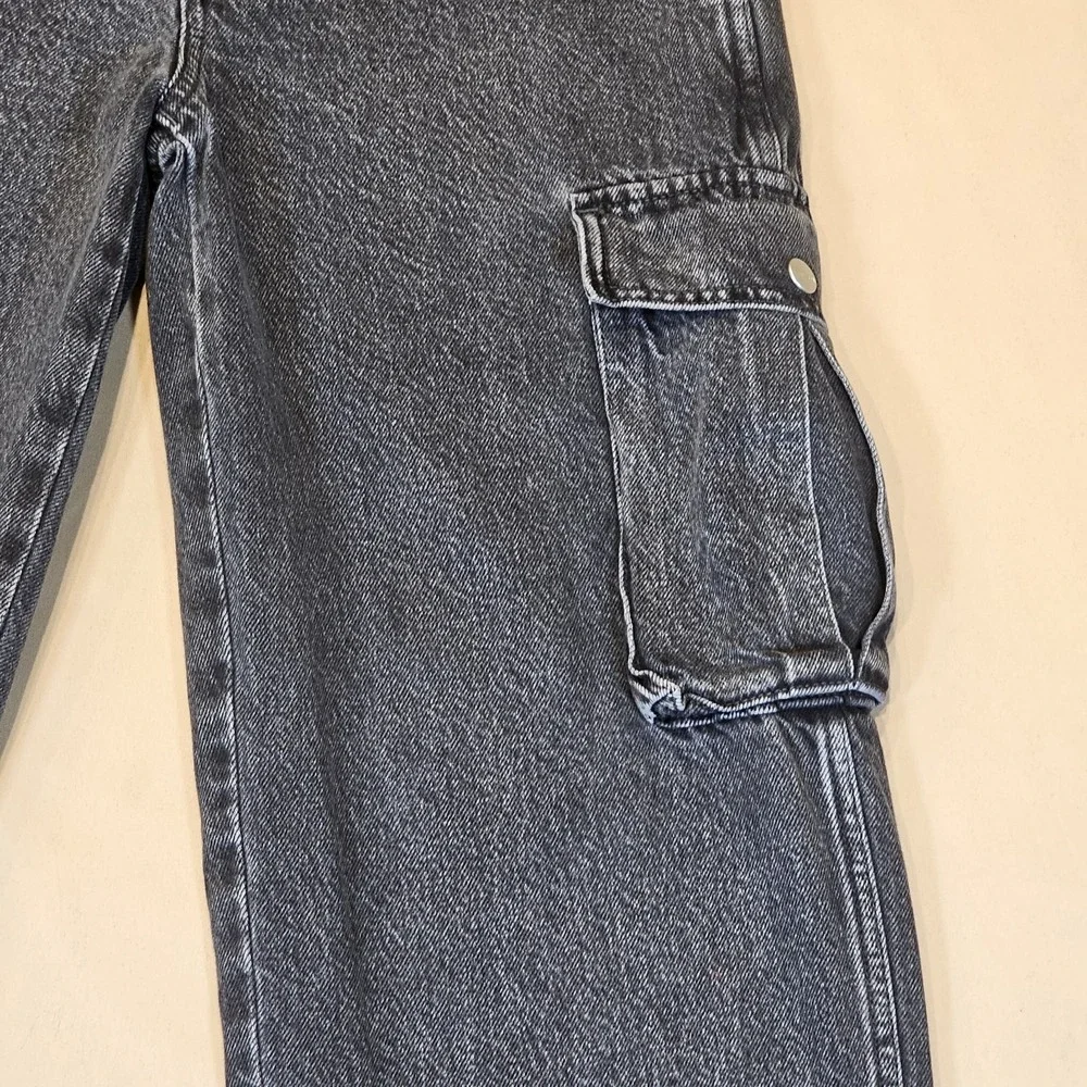 Madewell Womens Low Slung Straight Cargo Jeans Ranney Wash Snap Pockets‎ Size 26